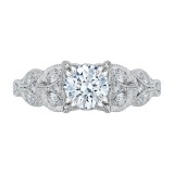 Shah Luxury 14K White Gold Round Diamond Floral Engagement Ring (Semi-Mount) photo