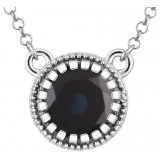 14K White Blue Sapphire September 18 Birthstone Necklace photo