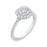 Shah Luxury Round Diamond Halo Engagement Ring In 14K White Gold (Semi-Mount) photo 2