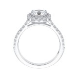 Shah Luxury Round Diamond Halo Engagement Ring In 14K White Gold (Semi-Mount) photo 4