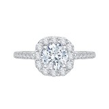 Shah Luxury Round Diamond Halo Engagement Ring In 14K White Gold (Semi-Mount) photo