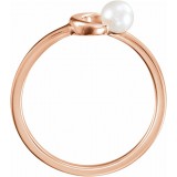 14K Rose Cultured Freshwater Pearl Crescent Moon Ring photo 2