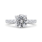 Shah Luxury Round Cut Diamond Floral Engagement Ring In 14K White Gold (With Center) photo
