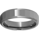 Rugged Tungsten  6mm Faceted Top Beveled Edge Polished Band photo