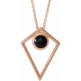 14K Rose Onyx Cabochon Pyramid 16-18 Necklace photo