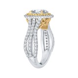Shah Luxury 14K Two-Tone Gold Oval Diamond Double Halo Vintage Engagement Ring (Semi-Mount) photo 3