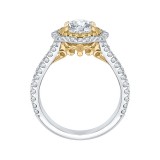 Shah Luxury 14K Two-Tone Gold Oval Diamond Double Halo Vintage Engagement Ring (Semi-Mount) photo 4
