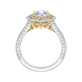 Shah Luxury 14K Two-Tone Gold Oval Diamond Double Halo Vintage Engagement Ring (Semi-Mount) photo 4