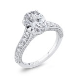 Shah Luxury Oval Diamond Engagement Ring In 14K White Gold (With Center) photo 2