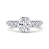 Shah Luxury Oval Diamond Engagement Ring In 14K White Gold (With Center) photo