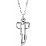 14K White Script Initial V 16-18 Necklace photo