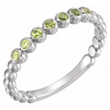 14K White Peridot Stackable Ring photo