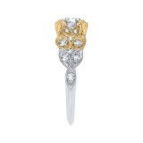 Shah Luxury 14K Two-Tone Gold Cushion Diamond Floral Engagement Ring (Semi-Mount) photo 2