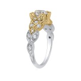 Shah Luxury 14K Two-Tone Gold Cushion Diamond Floral Engagement Ring (Semi-Mount) photo 3