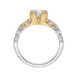 Shah Luxury 14K Two-Tone Gold Cushion Diamond Floral Engagement Ring (Semi-Mount) photo 4