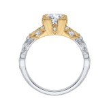 Shah Luxury 14K Two-Tone Gold Cushion Diamond Floral Engagement Ring (Semi-Mount) photo 4