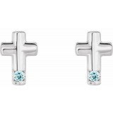14K White Aquamarine Cross Earrings photo 2