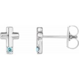 14K White Aquamarine Cross Earrings photo