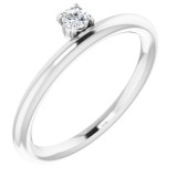 14K White 1/10 CT Diamond Stackable Ring photo