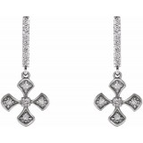 14K White 1/5 CTW Diamond Cross Dangle Earrings photo 2