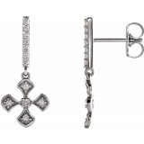 14K White 1/5 CTW Diamond Cross Dangle Earrings photo