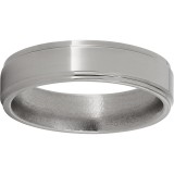 Titanium Flat Band with Grooved Edges and Polish Finish photo