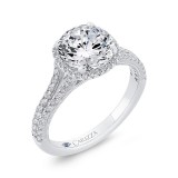 Shah Luxury 14K White Gold Diamond Halo Engagement Ring (Semi-Mount) photo 2
