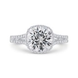 Shah Luxury 14K White Gold Diamond Halo Engagement Ring (Semi-Mount) photo