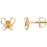 14K Yellow 4x3 mm Oval November Youth Butterfly Birthstone Earrings photo