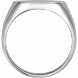 14K White 18x16 mm Oval Signet Ring photo 2