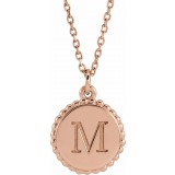 14K Rose Engravable Beaded Disc 16-18 Necklace photo 3