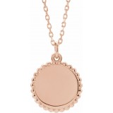 14K Rose Engravable Beaded Disc 16-18 Necklace photo
