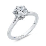 Shah Luxury 14K White Gold Round Diamond Cathedral Style Engagement Ring with Split Shank (Semi-Mount) photo 2