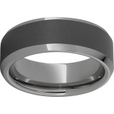 Rugged Tungsten  8mm Beveled Edge Band with Sandblast Finish photo