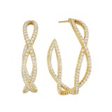 Henri Daussi 18k Yellow Gold Diamond Hoop Earrings photo