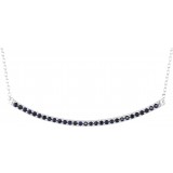 14K White Blue Sapphire Bar 16-18 Necklace photo