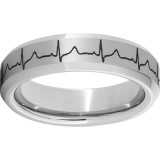 Serinium Beveled Edge Band with Heartbeat Laser Engraving photo
