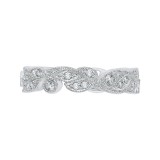 Shah Luxury 14K White Gold Diamond Leaf Design Wedding Band photo