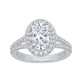 Shah Luxury 14K White Gold Oval Diamond Halo Engagement Ring with Split Shank (Semi-Mount) photo 2