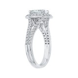 Shah Luxury 14K White Gold Oval Diamond Halo Engagement Ring with Split Shank (Semi-Mount) photo 3