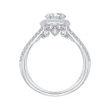 Shah Luxury 14K White Gold Oval Diamond Halo Engagement Ring with Split Shank (Semi-Mount) photo 4