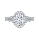 Shah Luxury 14K White Gold Oval Diamond Halo Engagement Ring with Split Shank (Semi-Mount) photo