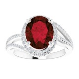 14K White Mozambique Garnet & 1/4 CTW Diamond Ring photo 3