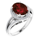 14K White Mozambique Garnet & 1/4 CTW Diamond Ring photo