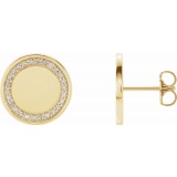 14K Yellow 1/4 CTW Diamond Engravable Earrings photo