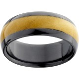 Black Zirconium Domed Band with Exotic Kentucky Coffee Burl Wood Inlay photo