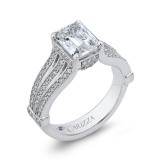 Shah Luxury 14K White Gold Emerald Diamond Engagement Ring with Split Shank (Semi-Mount) photo 2