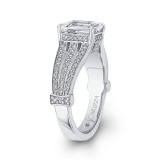 Shah Luxury 14K White Gold Emerald Diamond Engagement Ring with Split Shank (Semi-Mount) photo 3
