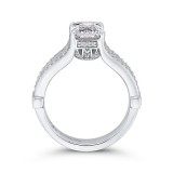 Shah Luxury 14K White Gold Emerald Diamond Engagement Ring with Split Shank (Semi-Mount) photo 4