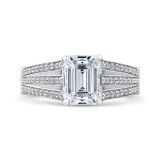 Shah Luxury 14K White Gold Emerald Diamond Engagement Ring with Split Shank (Semi-Mount) photo